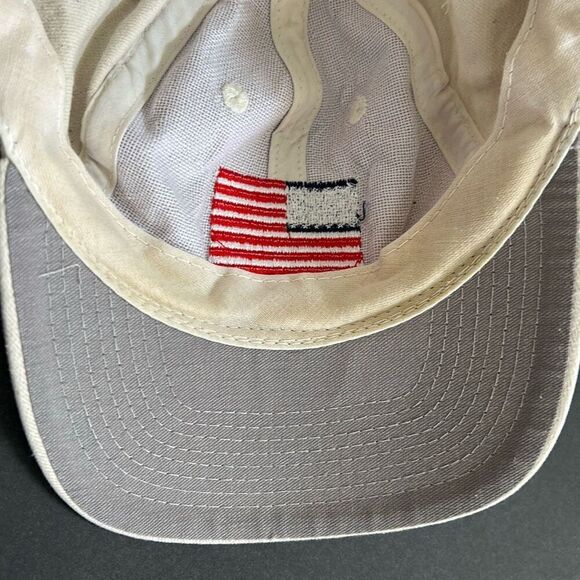 USA Embroidered Flag Cap Hat Beige SnapBack Patriotic Top of the World - Picture 9 of 10